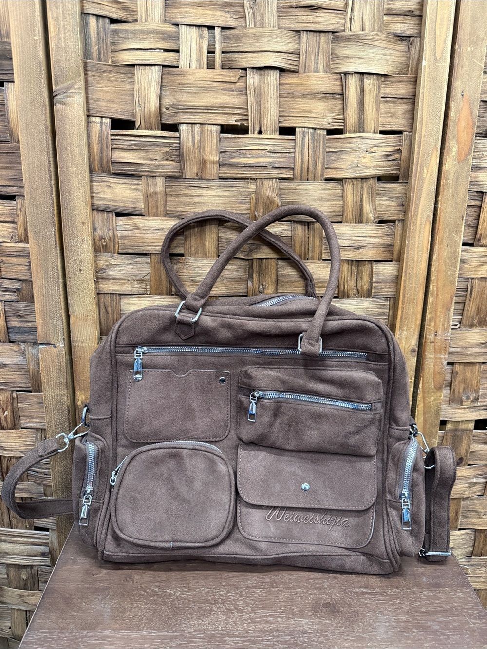 Brown Laptop Bag with Multiple Front Pockets